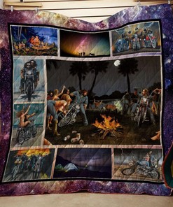 David Mann Motorcycles Camping Quilt Blanket Bedding Set-04