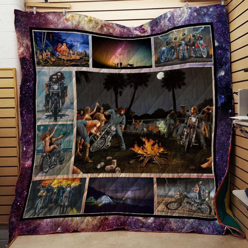 David Mann Motorcycles Camping Quilt Blanket Bedding Set-04
