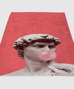 David Statue Bubble Gum Sherpa Fleece Blanket Gifts for Family, for Couple