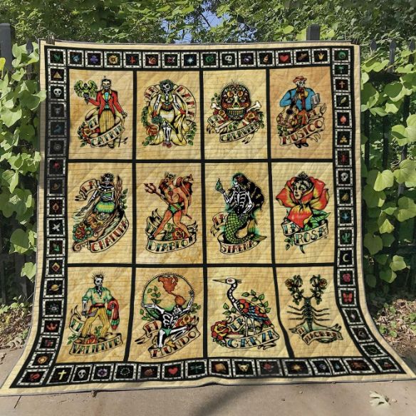 Day Of The Dead Quilt Blanket Bedding Set for Home Décor