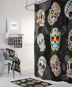 Day Of The Dead Skull Shower Curtain for Bathroom Decor, Home Decor