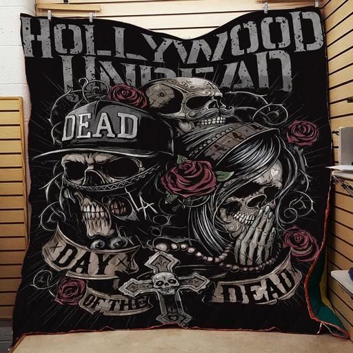 Day Of The Dead Skull Washable Handmade Quilt Blanket Bedding Set Gift for Family