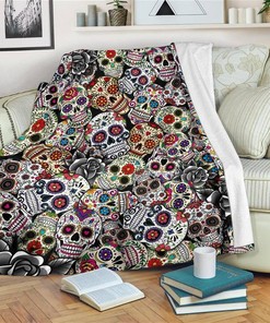 Day Of The Dead Sugar Skulls Sherpa Fleece Blanket Gifts for Family, for Couple