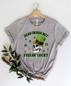Dead Inside But Feeling Lucky St Patricks Day Tee, Heifer Four Leaf Clover Shirt, St Patrick's Day Cow Tee, Gift For Her
