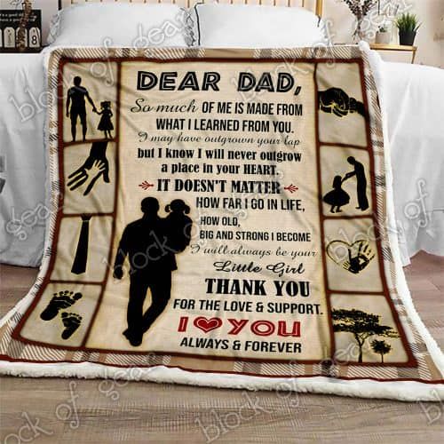 Dear Dad From Kids Always Be Your Little Girl Personalized Quilt Blanket Bedding Set