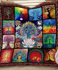 Decorative Tree of Life Quilt Blanket And Bedding Set