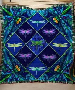Deep Blue Dragonfly Dragonflies Lo Quilt Blanket