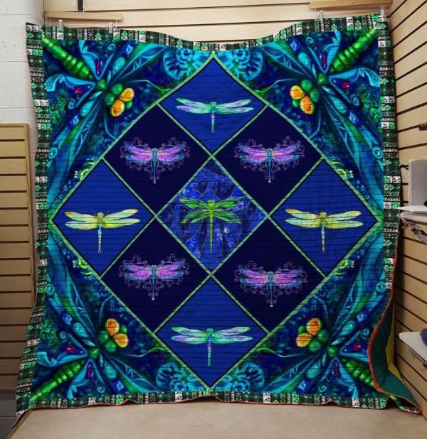 Deep Blue Dragonfly Dragonflies Lo Quilt Blanket