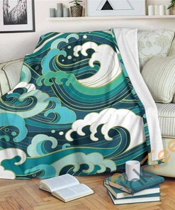 Deep Sea Wave Surfing Pattern Sherpa Fleece Blanket Gifts for Family, for Couple