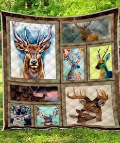 Deer Aesthetic Painting Deer Lo Quilt Blanket Bedding Set
