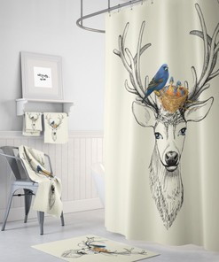 Deer And Bird Shower Curtain