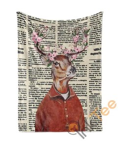 Deer Boy Wall Art Sherpa Fleece Blanket Gifts for Family, for Couple