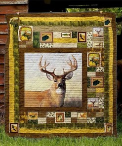 Deer Camo Pattern Deer Lo Quilt Blanket Bedding Set