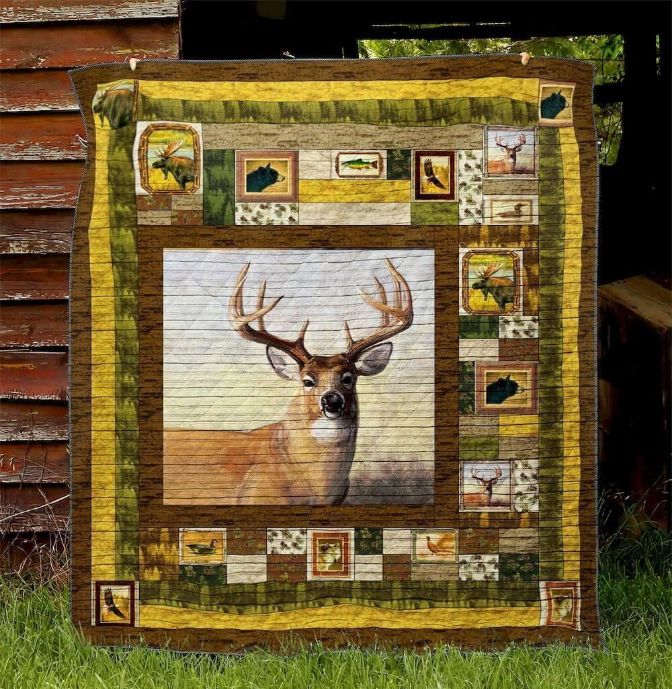 Deer Camo Pattern Deer Lo Quilt Blanket Bedding Set