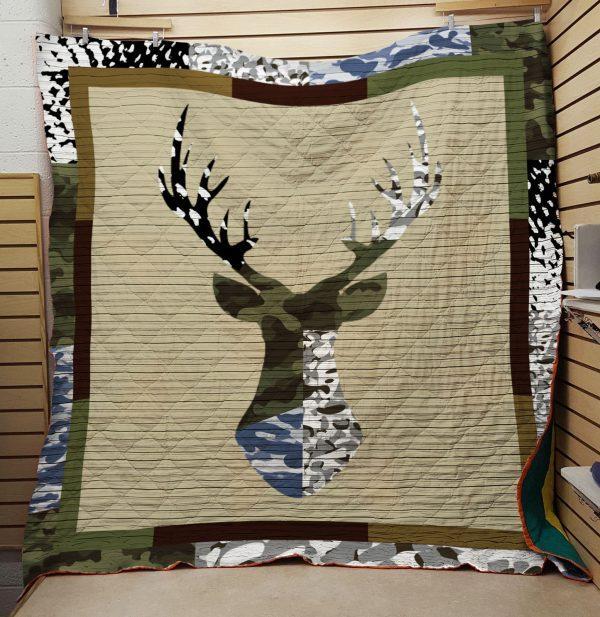 Deer Camouflage Quilt Blanket Bedding Set for Home Décor
