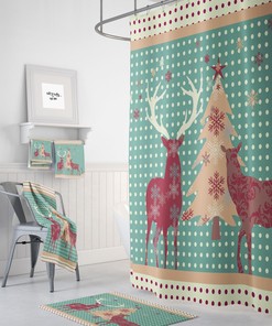 Deer Christmas, Shower Curtain, Country Woodland, Bath Mat, Towels