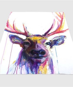Deer Colorful Sherpa Fleece Blanket Gifts for Family, for Couple