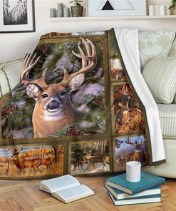 Deer Hunting Lover Sherpa Fleece Blanket Gifts for Family, for Couple
