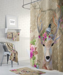 Deer Shower Curtain, Boho Chic Bathroom Decor