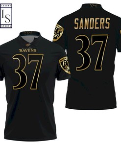 Deion Sanders Baltimore Ravens Nfl Great Player Black Golden Edition Polo Shirt 3D