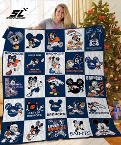 Den Broncos Mickey Mouse Quilt Blanket Bedding Set