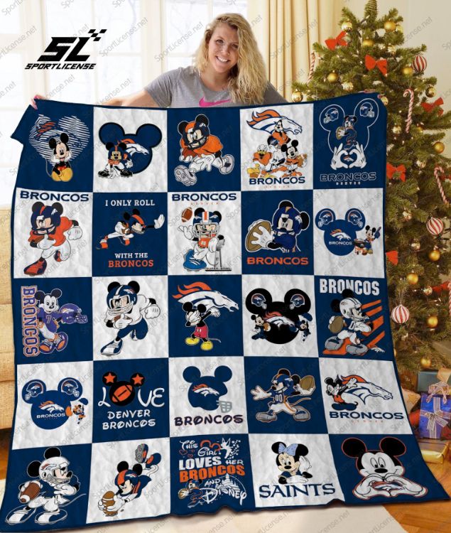 Den Broncos Mickey Mouse Quilt Blanket Bedding Set