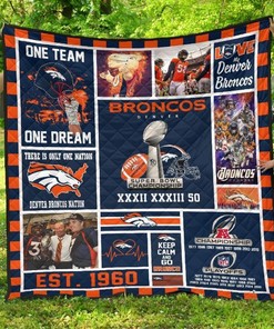 Denver Broncos Football Quilt Blanket Fan Gift MN07