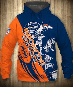 Denver Broncos Hoodie 3D Cartoon Player Cute Zip Hoodie