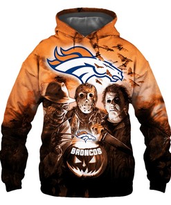 Denver Broncos Hoodie 3D Halloween Horror Night Gift for Fans