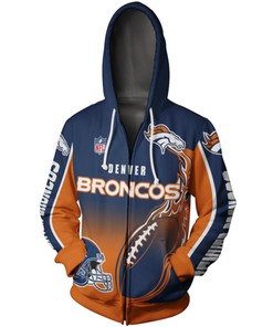 Denver Broncos Hoodie 3D Zip Hoodie Cute Flame Balls Graphic Gifts for Fans