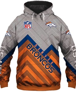 Denver Broncos Hoodie 3D Zip Hoodie Pullover Size S-5Xl