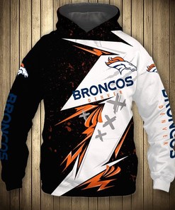 Denver Broncos Hoodie 3D Zip Hoodie Thunder Graphic Gifts for Fans