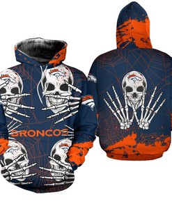 Denver Broncos Hoodie Skull for Halloween Graphic