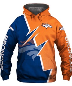 Denver Broncos Hoodie Zigzag Graphic Zip Hoodie Gift for Fans