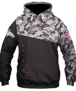 Denver Broncos Military Hoodie 3D Zip Hoodie 3D Zip Hoodie Long Sleeve New Season