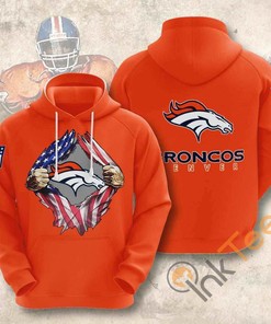 Denver Broncos Nfl American Ripped Hoodie 3d