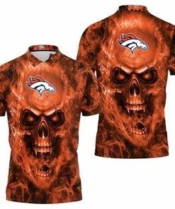 Denver Broncos Nfl Fans Skull 3D All Over Print Polo Shirt