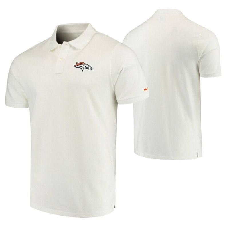 Denver Broncos White Stretch Pique Polo All Over Print Shirt T-shirt