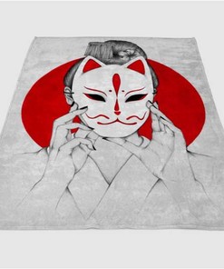 Desenho De Mascara Kitsune Sherpa Fleece Blanket Gifts for Family, for Couple