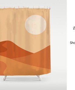 Desert Orange Sky Landscape Shower Curtains, Andquot; H Heavy Duty Waterproof Shower Curtain Liner