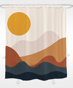 Desert Sunset Shower Curtain, Waterproof And Washable Shower Curtain For Bathtub, Modern Art Bathroom Decor