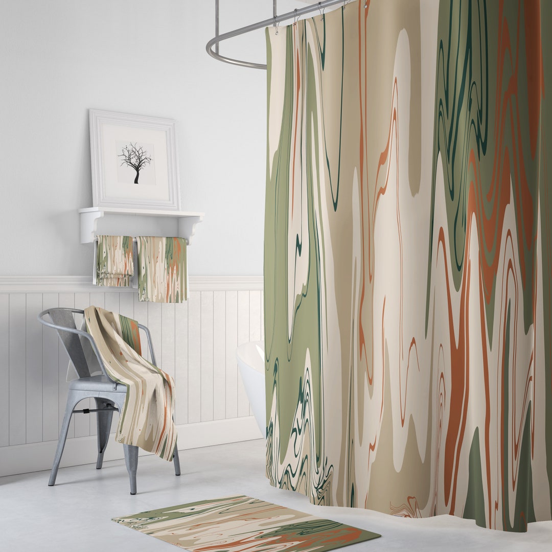 Desert Swirl Shower Curtain, Optional Bathroom Set Boho Bathroom Decor