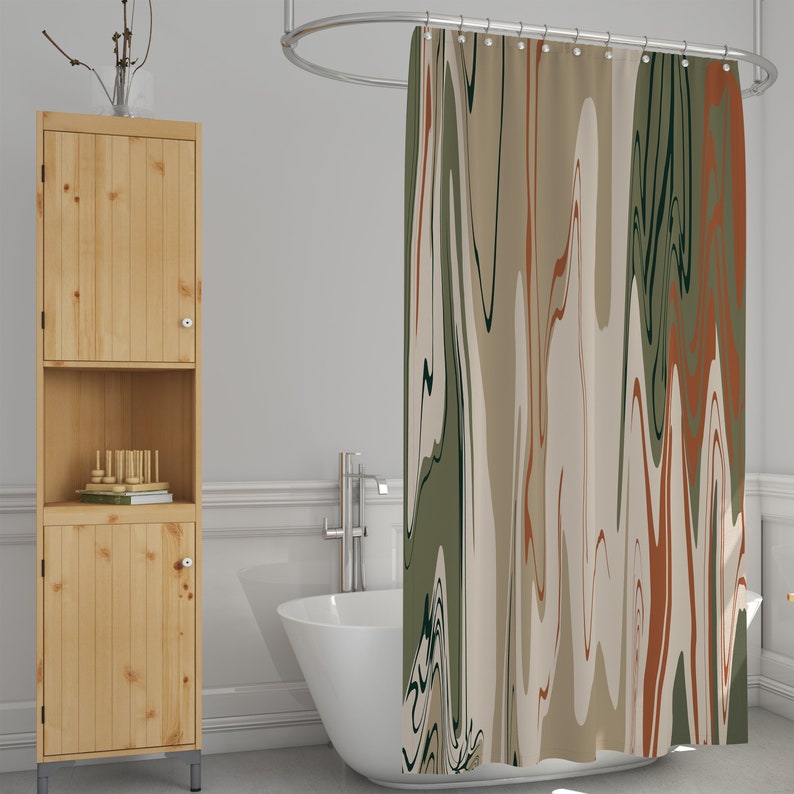 Desert Swirl Shower Curtain, Optional Bathroom Set Boho Bathroom Decor - Image 2