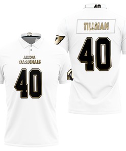 Design Arizona Cardinals Pat Tillman #40 Great Player White 100th Season Golden Edition Polo Shirt
