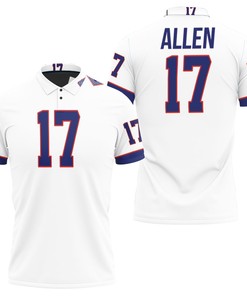 Design Buffalo Bills Josh Allen #17 Nfl Great Player American Football White Vintage Bills Fans Polo Shirt