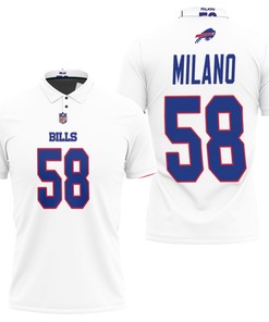 Design Buffalo Bills Matt Milano #58 Nfl Great Player American Football Team Game White Bills Fans Polo Shirt