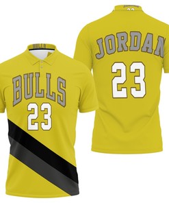 Design Chicago Bulls Michael Jordan 23 Nba Gold Jersey 3D All Over Print Polo Shirt