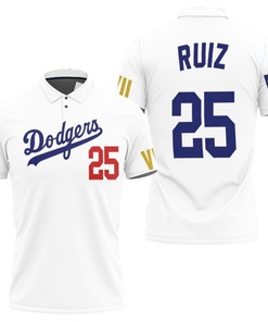 Design Los Angeles Dodgers Ruiz 25 2020 Championship Golden Edition White Jersey Inspired Style 3D All Over Print Polo Shirt