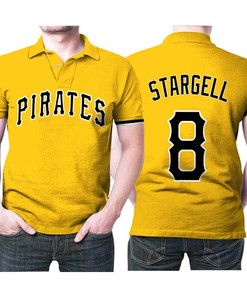 Design Pittsburgh Pirates Willie Stargell #8 Mlb Great Player Baseball Team Logo Majestic Official Gold 2019 Polo Shirt
