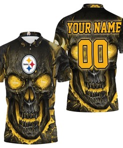 Design Pittsburgh Steelers Hello Darkness My Old Friend Skull Personalized 3D All Over Print Polo Shirt